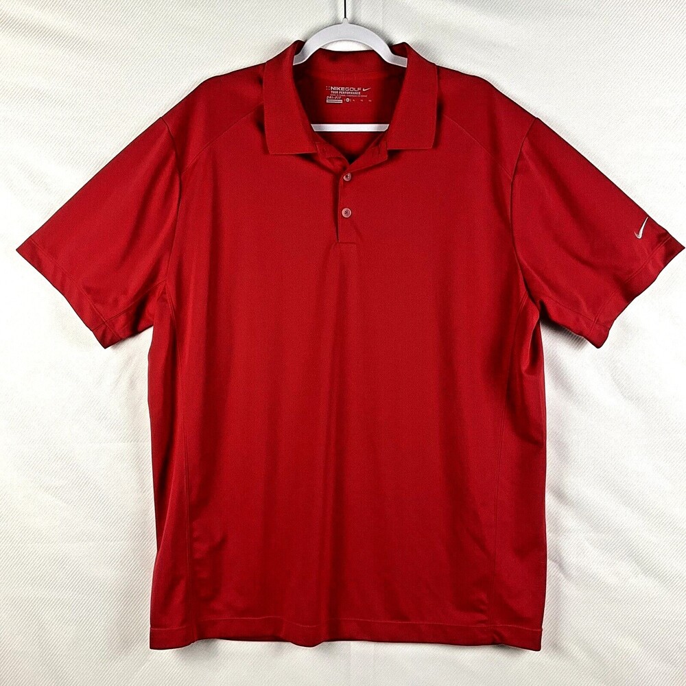 Nike Golf Tour Performance Polo Mens XL Dri-Fit Bright Red Short Sleeve Shirt